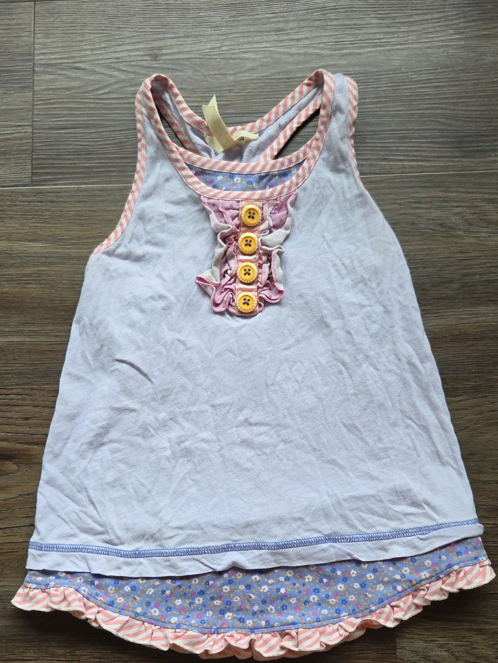 Matilda Jane Girls' Lavender Layered Look Ruffle Tank Top Button Detail Size 8